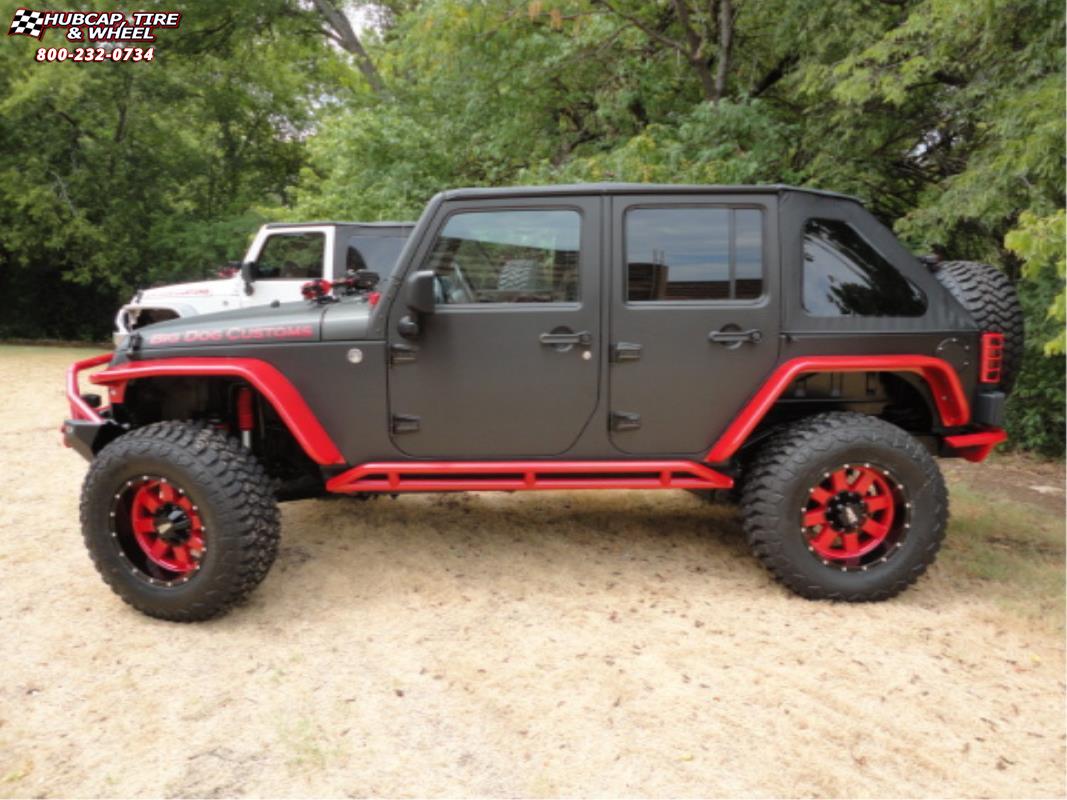 vehicle gallery/jeep wrangler moto metal mo962  Gloss Black & Red wheels and rims